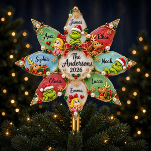 Christmas Family Tree Topper - Personalized Gifts For Family Acrylic Christmas Tree Topper 02HUDT071026