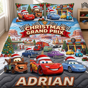 Fast Track Racing Quilted Bed Set Special Line - Personalized Gift For Racing Lovers 07TYLU221026