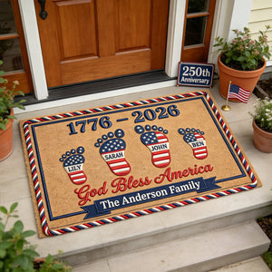 USA 250th Anniversary Foot Family Doormat - Personalized Gifts For Family 03natn030326