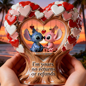 Cute Alien Romance Acrylic Plaque - Personalized Gifts For Couple Plaque 02TGDT020226