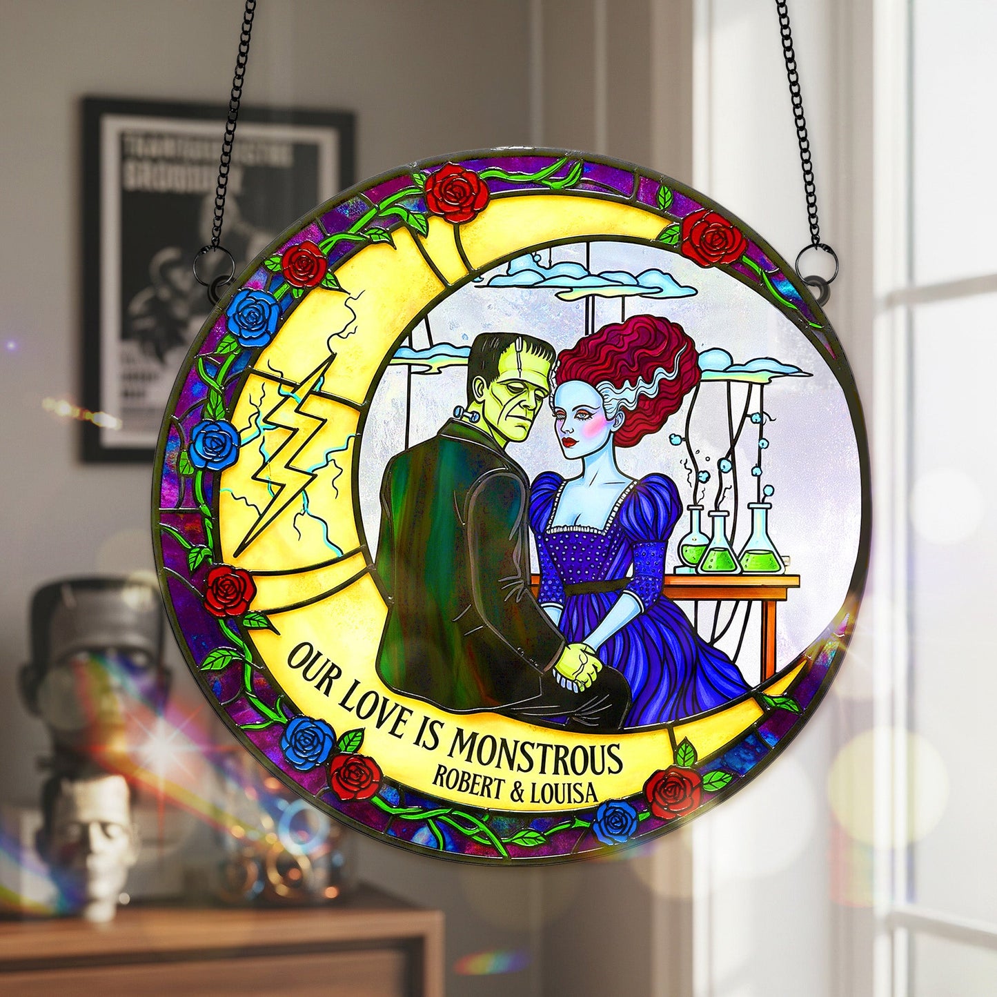 Spooky Couple Suncatcher Ornament - Personalized Gifts For Couple 01HUMG090825