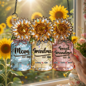 Sun Flowers Suncatcher Ornament - Personalized Gifts For Grandma and Mom 04kimg180326
