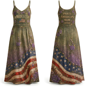 Proud American Mom - Celebrated America 250th Anniversary Suspender Maxi Dress - Personalized Gifts For Moms 04toqn070426