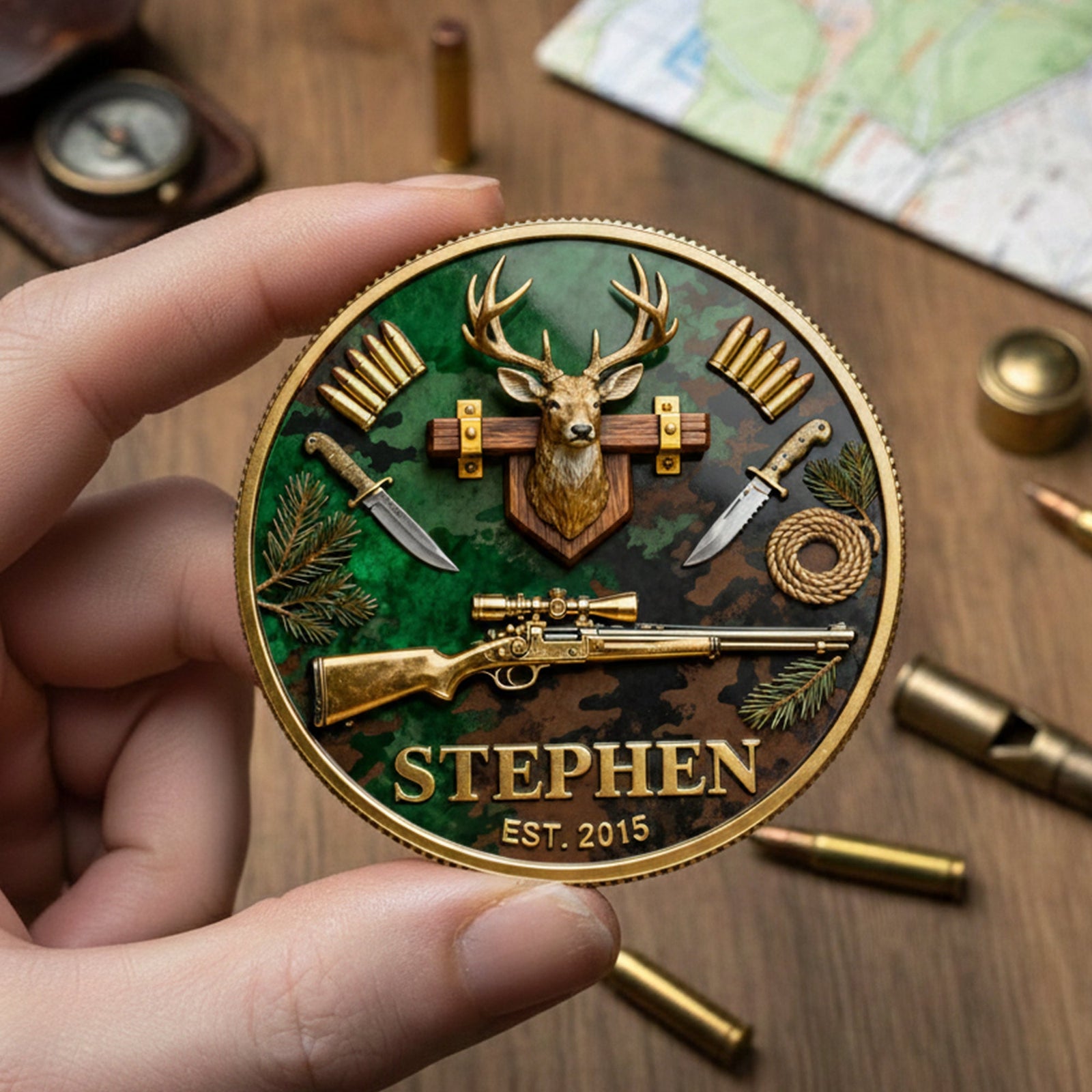 Deer Hunting Printed Metal Coin - Personalized Anniversary Gift For Hunters 05KILU110226