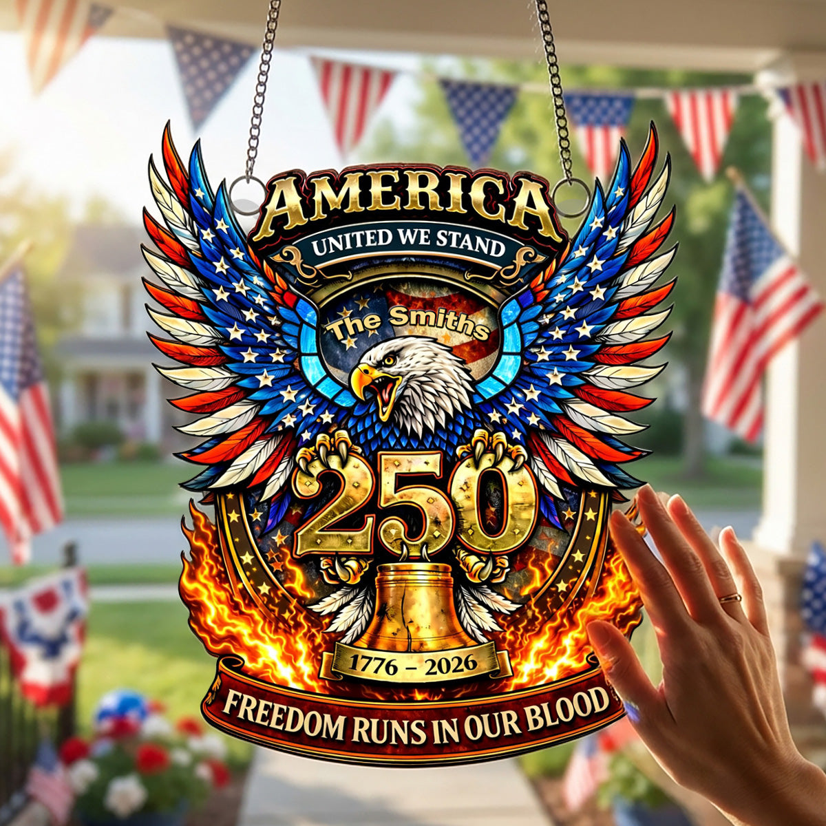 250 Years of Freedom Suncatcher Ornament Personalized Patriotic Gifts 04TYMG100326