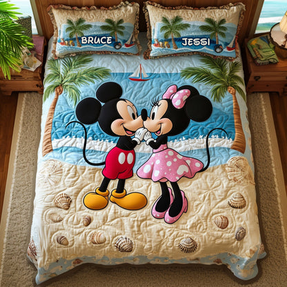 Romantic Couple At The Beach Quilt Bed Set - Personalized Gifts For Couple 07TGLU170725