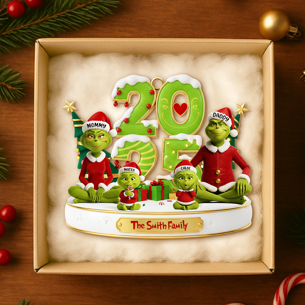 Happily Family Christmas Ornament Personalized Gifts For Family 09OHDT041125