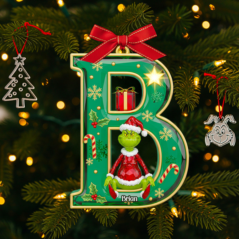 Green Crystal Alphabet Ornament Personalized Christmas Gifts 03PGDT060925