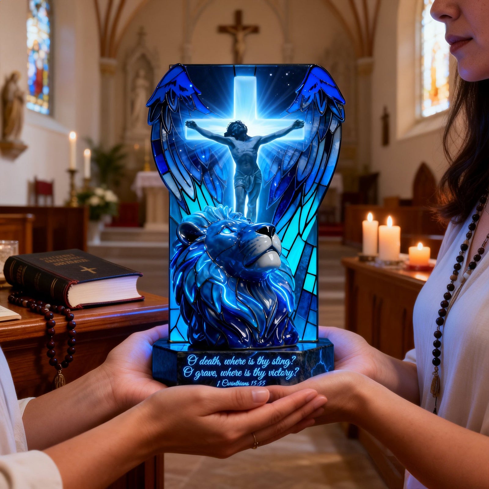 Sacred Jesus Christ & Lion Light Box, Easter Gift For Christians 05qhlu250226