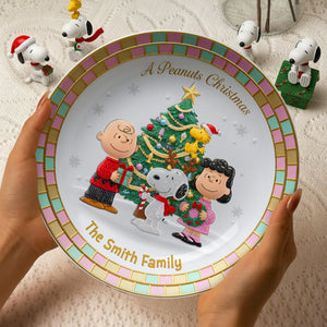 Family Joy Under The Tree Round Plate -  Personalized Gift For Family 02PGLU171025