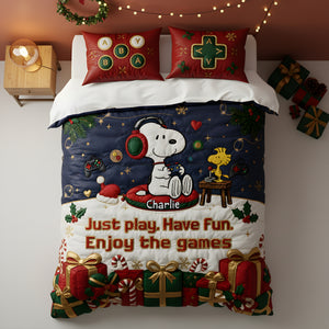 Just Play Have Fun Quilt Bedding Set Personlized Gifts Game Lover 08PALU151125