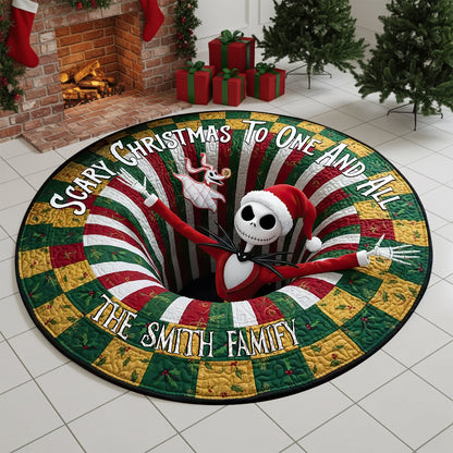 Haunted Holiday Family Round Mat - Personalized Christmas Gifts For Family 02HULU250925