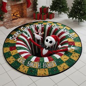 Haunted Holiday Family Round Mat - Personalized Christmas Gifts For Family 02HULU250925
