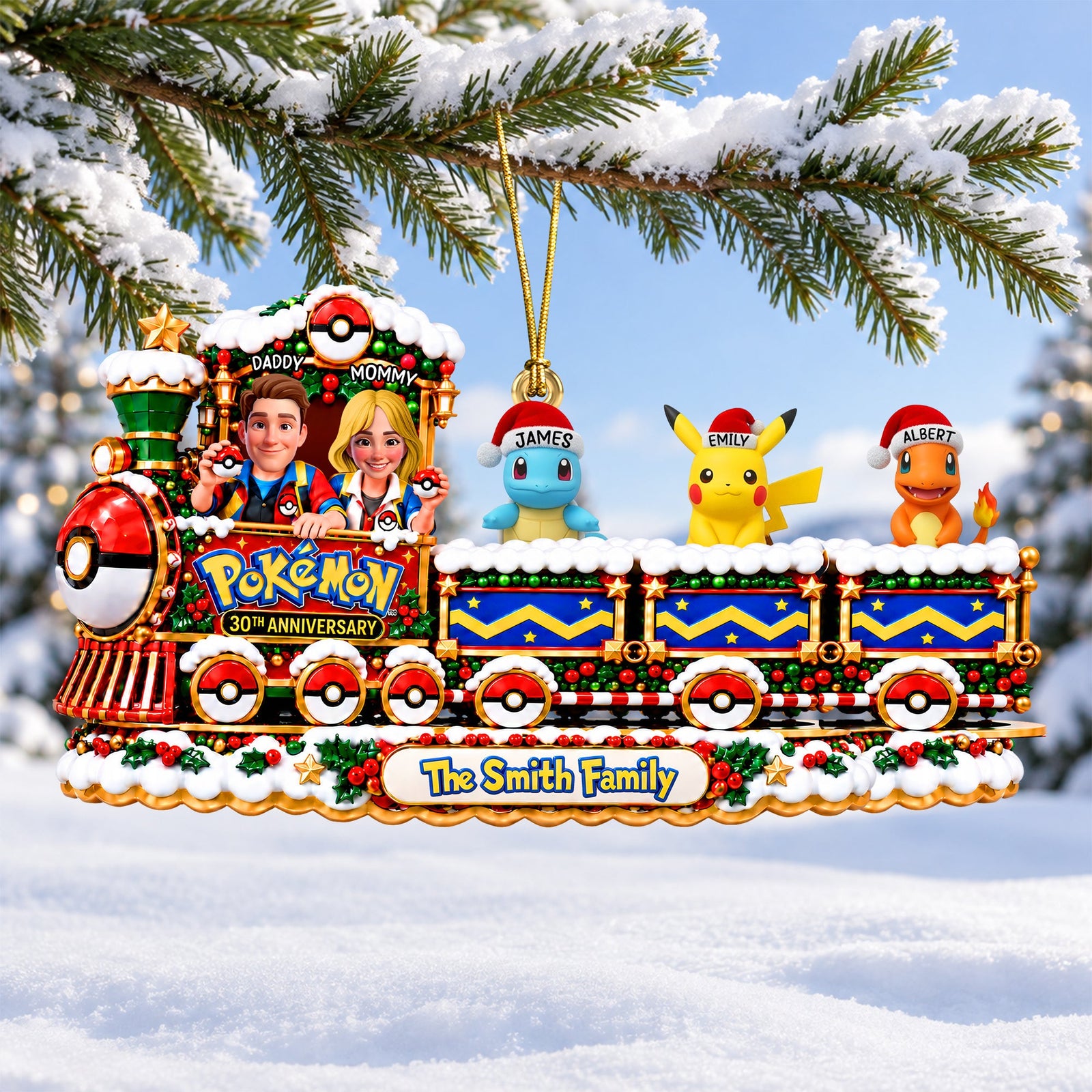Family Lovely Train Adventure Acrylic Ornament - Personalized Christmas Gifts For Family 02ohqn280926