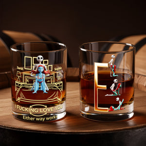 Playful Skeleton Couple Round Glass - Personalized Gifts For Couples 06OHLU241125