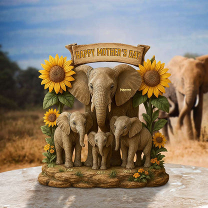 Elephant Mom Plaque - Personalized Gifts For Mother-Homacus
