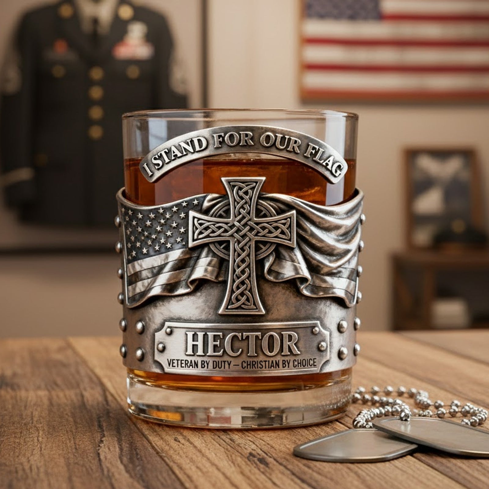 Veteran 11oz Round Glass - Personalized Gifts For Veteran 04totn060126