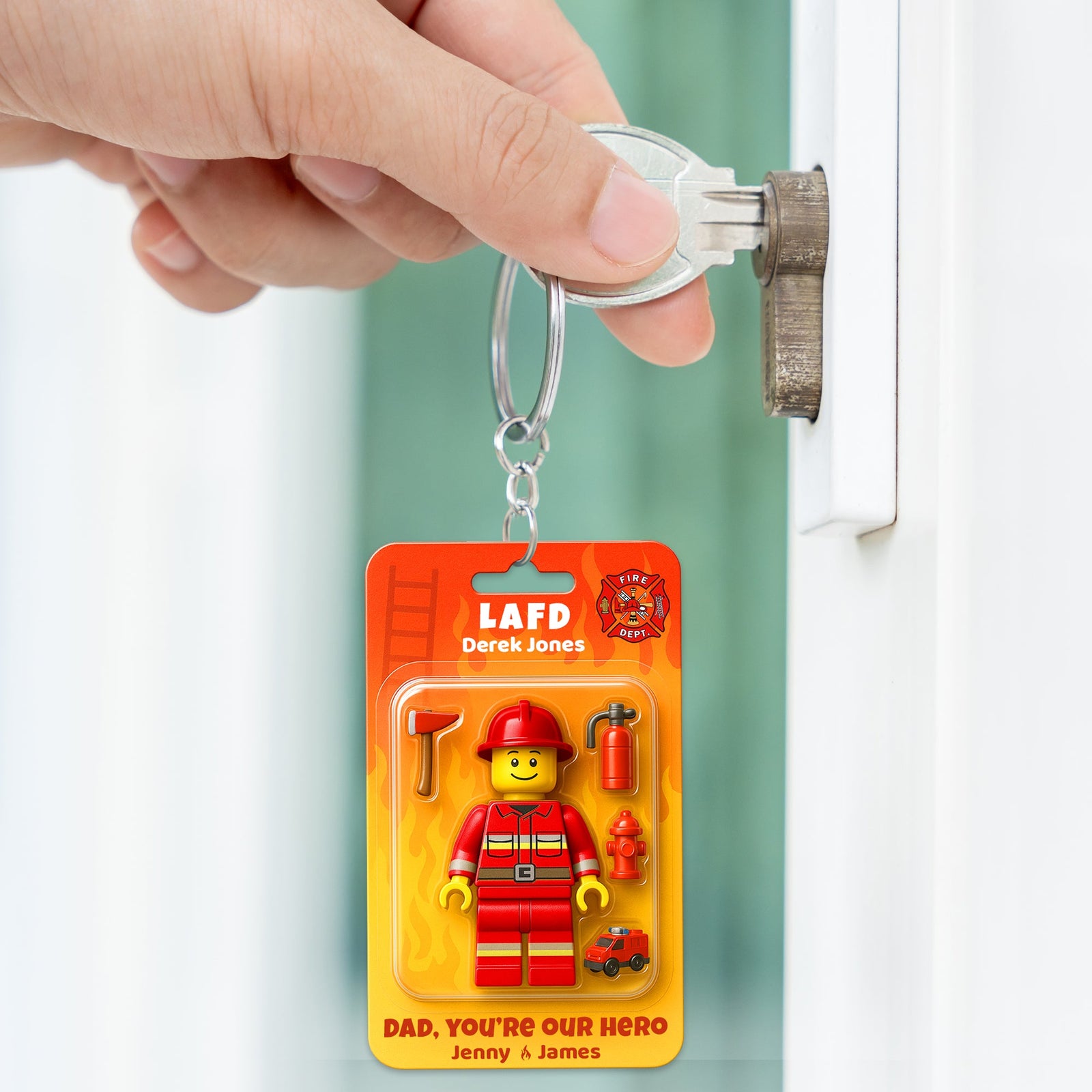 Firefighter Dad Keychain Personalized Gifts For Dad 01NADT250425-Homacus