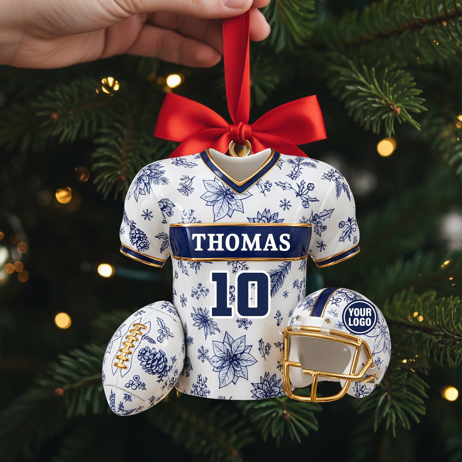 Personalized Christmas Holiday Sports Jersey Ornament 05PGLU021025