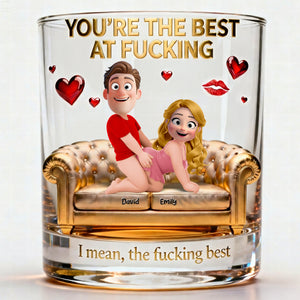 Naughty Couple Round Glass - Personalized Gifts For Couple Drinking Glass 02NAQN240126