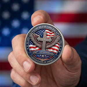 America 250th Anniversary Printed Metal Coin - Personalized Gifts 01tomg240226