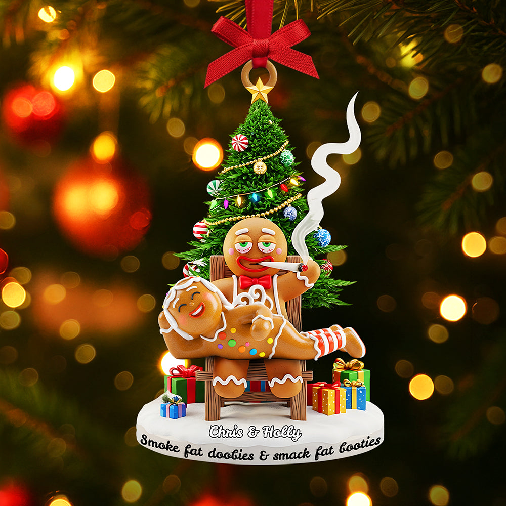 Smoking Gingerbreads Personalized Funny Gifts For Couple Christmas Ornament 04tota170925