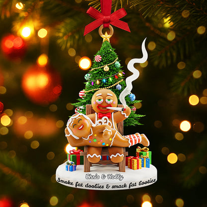 Smoking Gingerbreads Personalized Funny Gifts For Couple Christmas Ornament 04tota170925