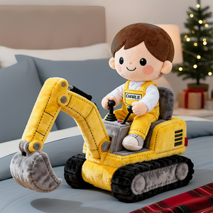 Cute Kid Operating Excavator Custom Shape Pillow - Personalized Gifts For Kid 06QHDT081125