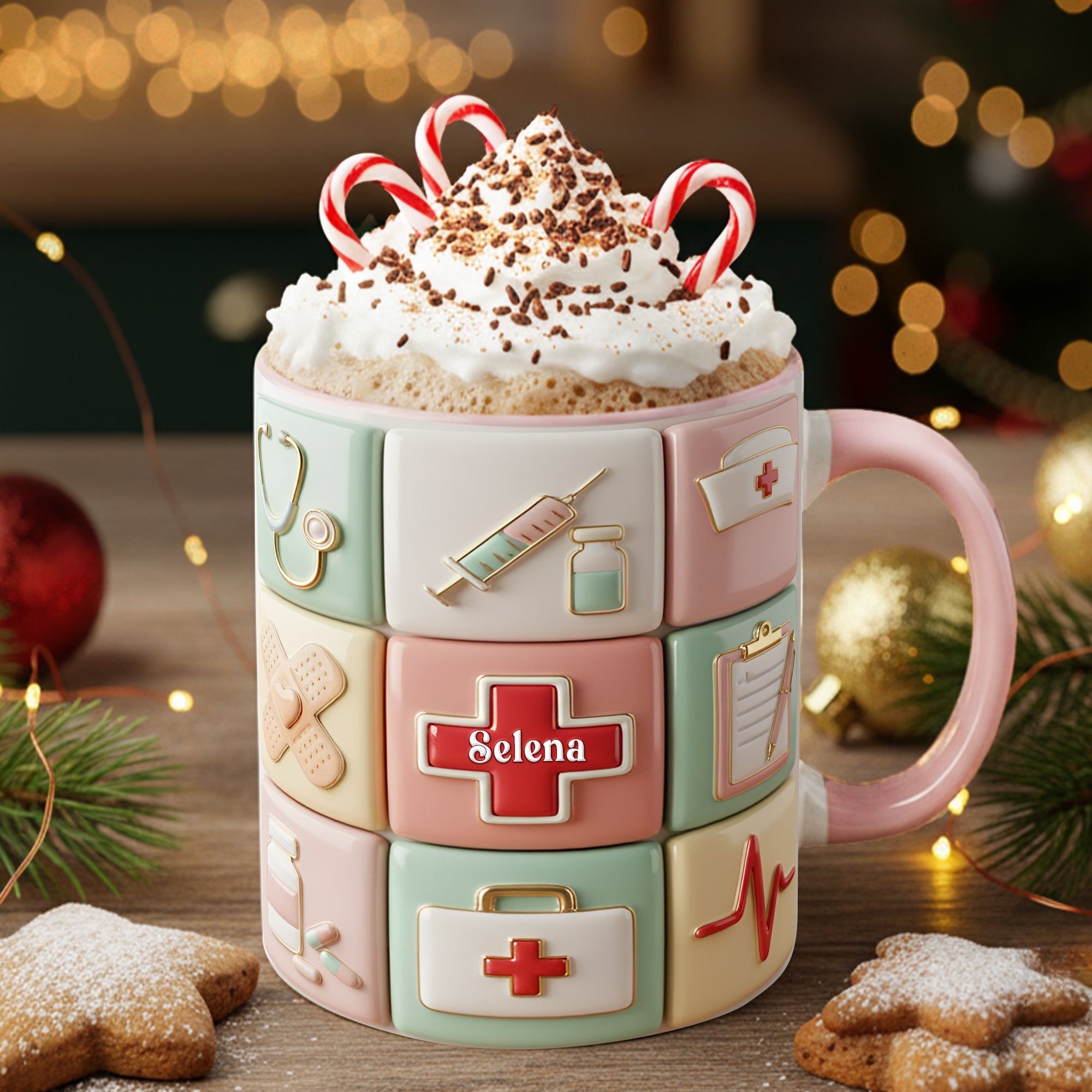 Medical Patchwork Accent Mug - Personalized Gifts For Nurses 01TOLU281025