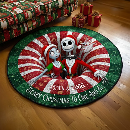 Creepy Cute Couple Round Mat - Personalized Christmas Gift For Couples 03HULU250925