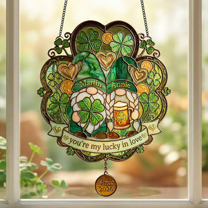 Lucky In Love - Personalized Gifts For Couple Suncatcher Ornament 04PAMG100226