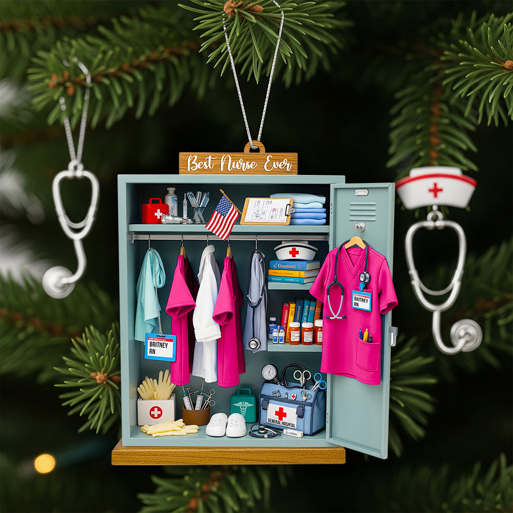 Nurse Festive Locker Christmas Ornament, Personalized Gifts For Nurse 02qhdt090925 - Ornament - GoDuckee