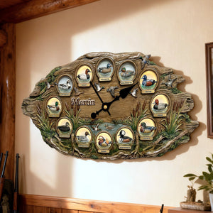 Duck Hunting Hanging Wall Clock - Personalized Gifts For Hunters 01humg200126