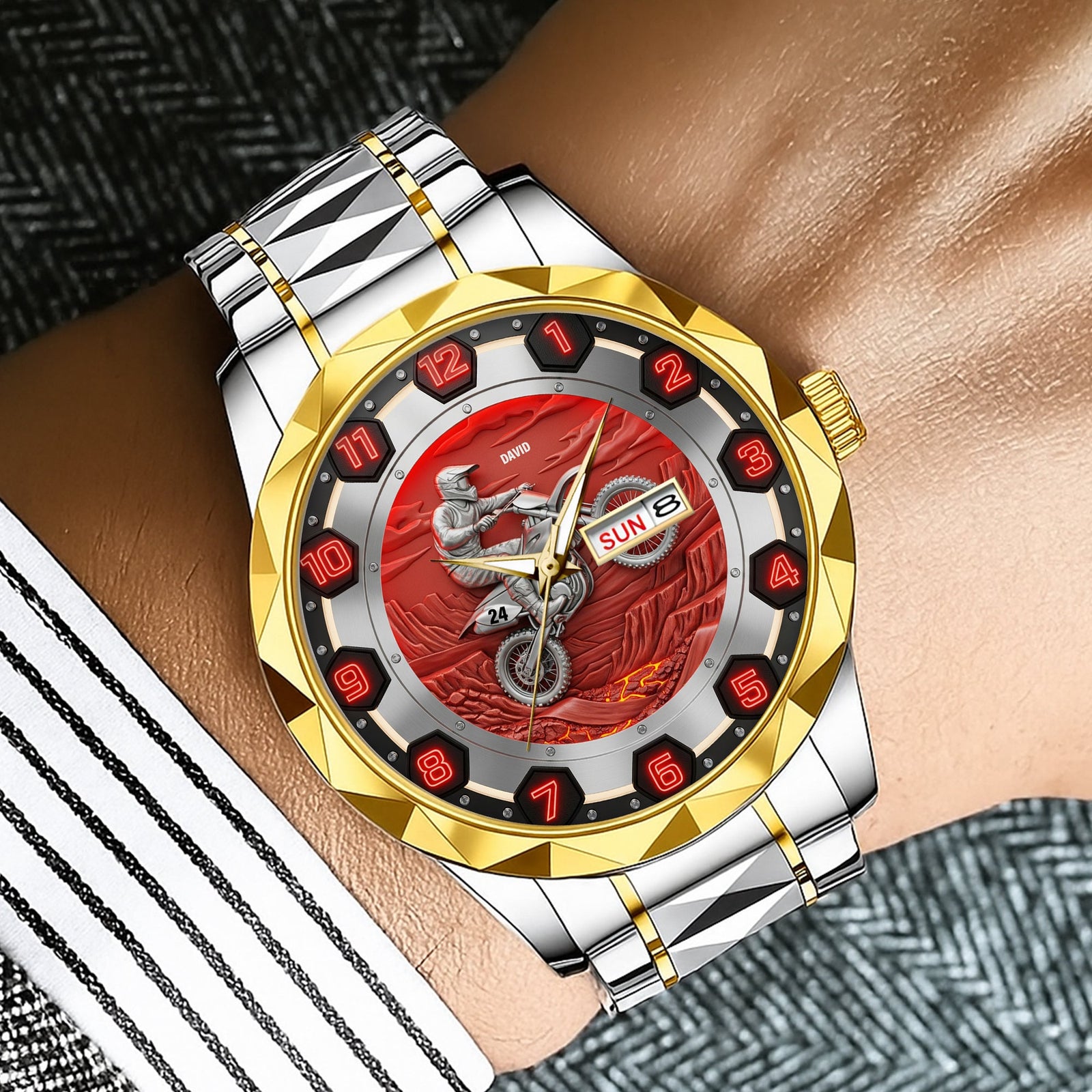 Dirt Bike Riding Stainless Steel Men's Watch Personalized Holiday Gifts For Bikers 03ohtn260725