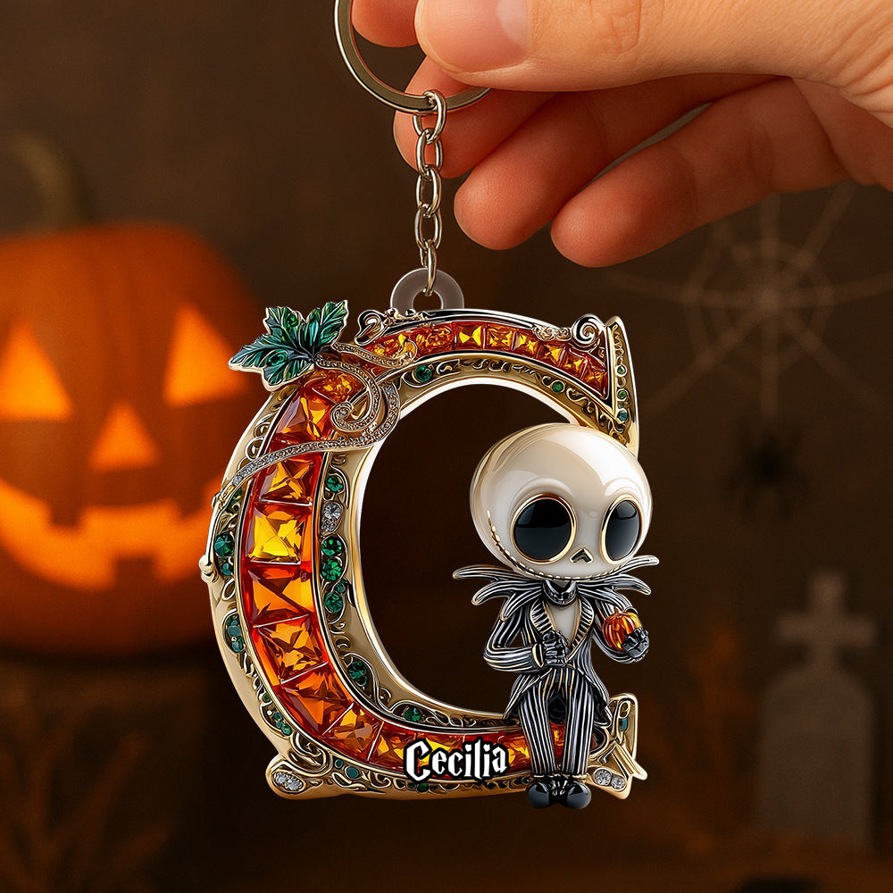 Alphabet Gemstones Pumpkin Halloween Keychain Personalized Gifts For Fans 04TGDT230825
