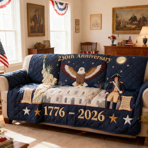 250th America Anniversary Quilted Sofa Cover - Personalized Gifts 03tomg270126
