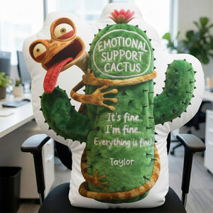 Fun Lizard Hugging Emotional Support Cactus Custom Shape Pillow - Personalized Gifts For Coworker 04qhqn221125