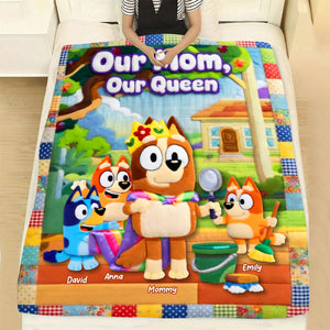 Happy Puppy Family Blanket - Personalized Gifts For Mom 01TYQN160426-Homacus