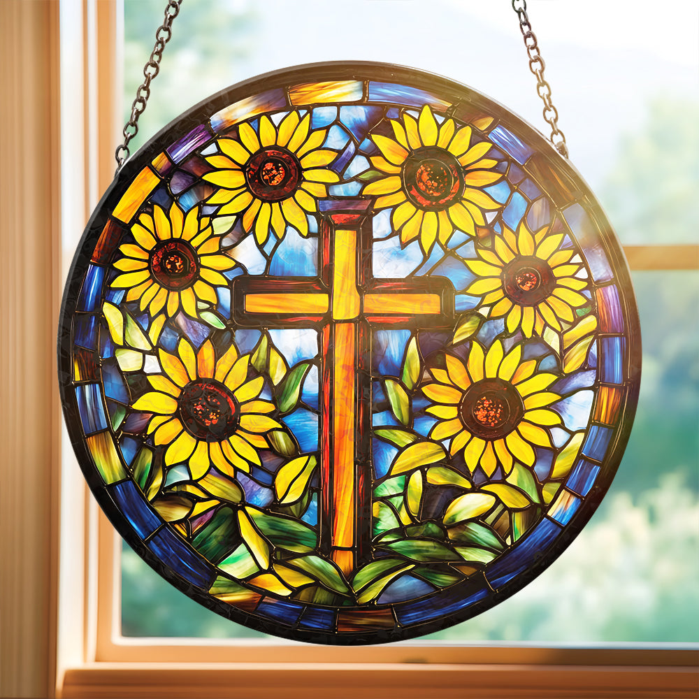 Christ Sunflower Stained Glass - Personalized Gifts For Christian  011HUDT050325