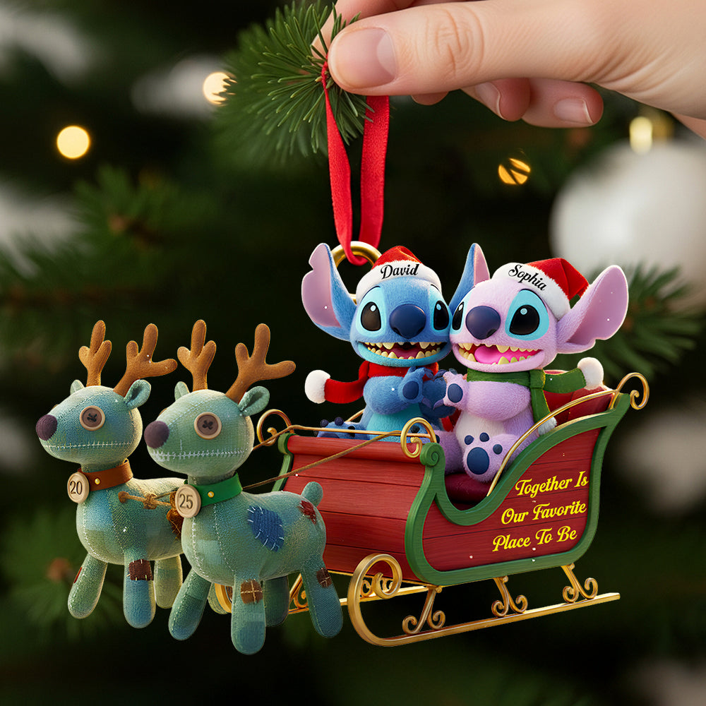 Couple Christmas Sleigh Christmas Ornament Personalized Gifts For Couple 03TGDT240925