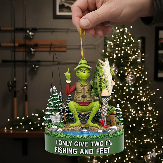 Fishing & Feet Christmas Ornament, Personalized Gifts For Fishing Lover 03qhqn290825