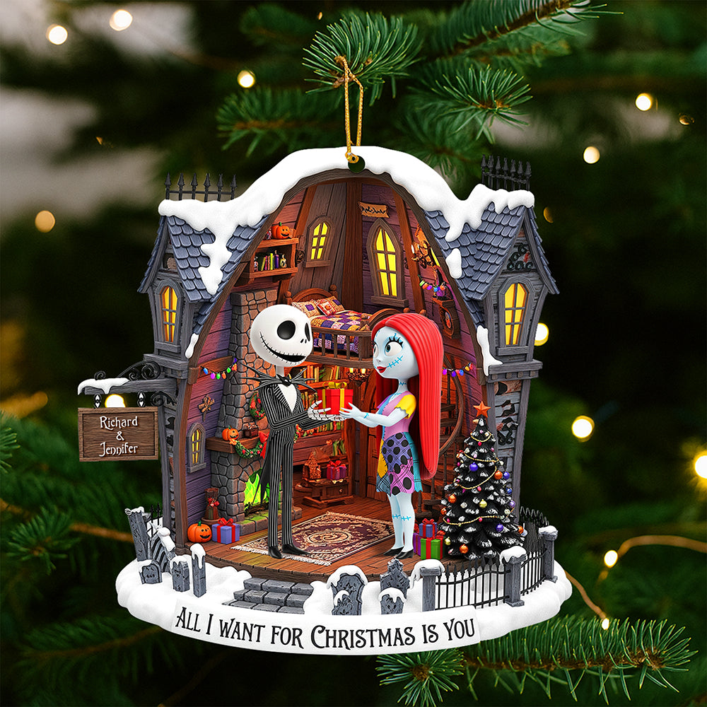 Spooky Couple Christmas Ornament - Personalized Gifts For Couple 02pgqn120925