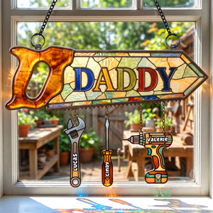 Daddy's Tool Kid Suncatcher Ornament - Personalized Gifts For Dad 03padh250426