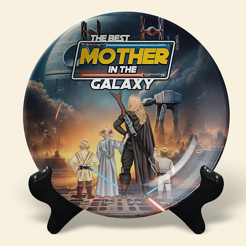 Galaxy Mom Ceramic Round Plate - Personalized Gifts-Homacus