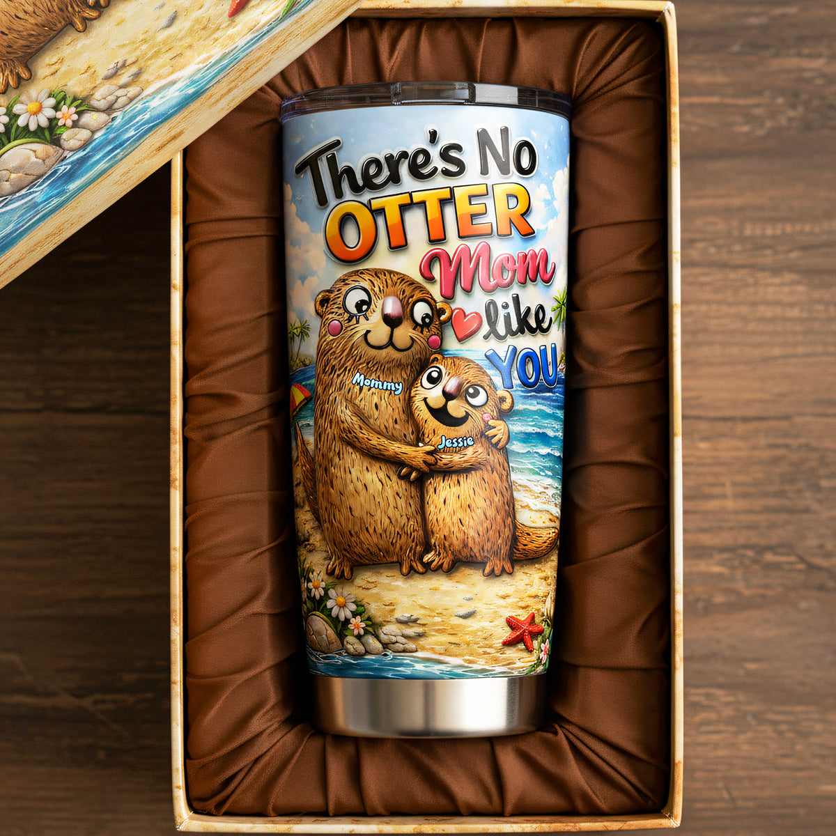 Otter Mom And Babies Tumbler - Personalized Gifts For Mom 03TYTA040326 - Tumbler Cup - GoDuckee