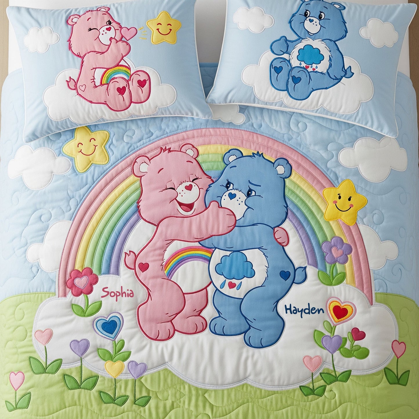 Cute Bear Couple Quilt Bed Set - Personalized Gifts For Couple 05QHLU190725