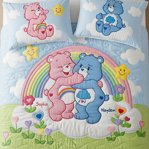 Cute Bear Couple Quilt Bed Set - Personalized Gifts For Couple 05QHLU190725