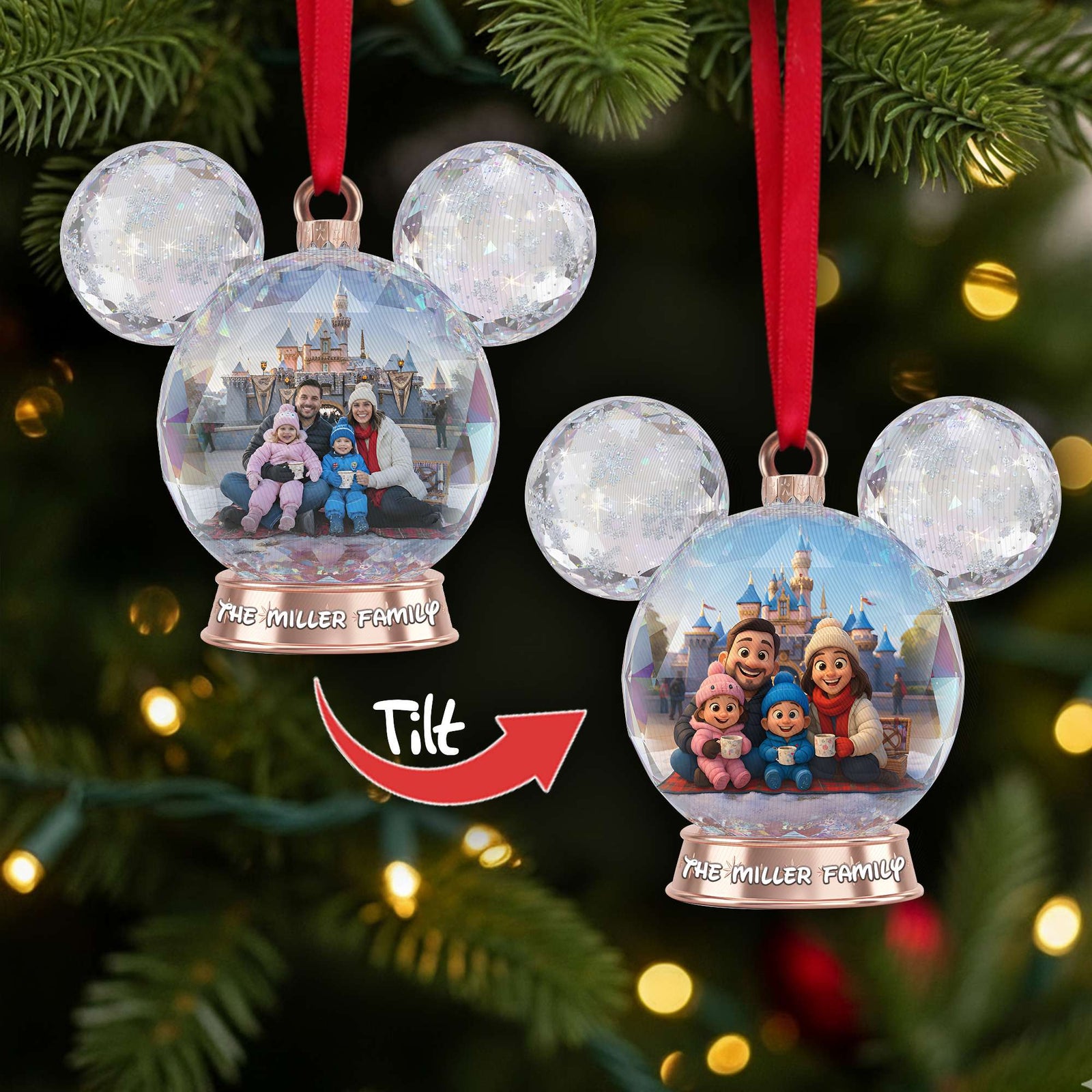 Sparkle Globe Christmas Lenticular Ornament - Personalized Custom Photo Gifts For Family 07NALU240925