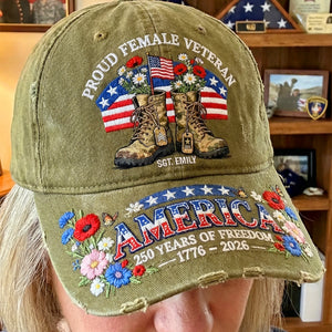 Proud American Female Veteran Classic Cap - Personalized Gifts For Veterans 04qhqn130226