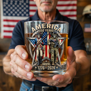 Fierce American Veteran Celebrated America 250th Anniversary Drinking Glass - Personalized Gifts For Veterans 01toqn080626